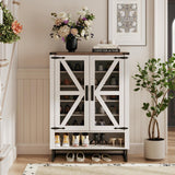 Maupvit Farmhouse Shoe Cabinet with Doors, 6-Tier Shoes Rack Shoe Storage Organizer with Adjustable Shelves & Metal Legs, Rustic Shoe Storage Cabinet for Entryway, Hallway, Closet, Living Room Maupvit