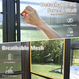 Domi Lean-to Sunroom 12x16FT, Wall Mounted Solarium with Sloping Polycarbonate Roof, Detachable Polycarbonate Screens, 2 Lockable Sliding Doors, Aluminum Gazebo Against Wall Sun Room for Patio Deck domi outdoor living