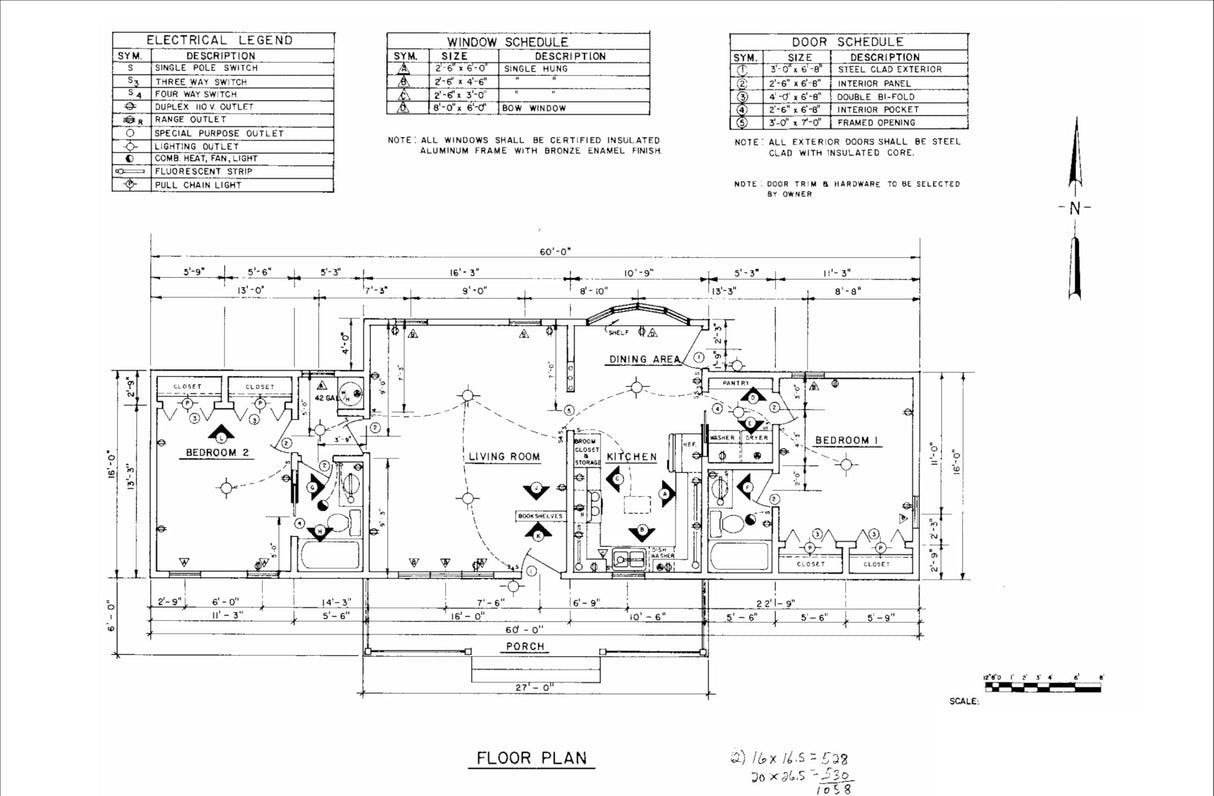 Tiny Home Build Plan - Single Story Bungalow, 1068sqft, 2 Bed, 2 Bath, DIY Generic