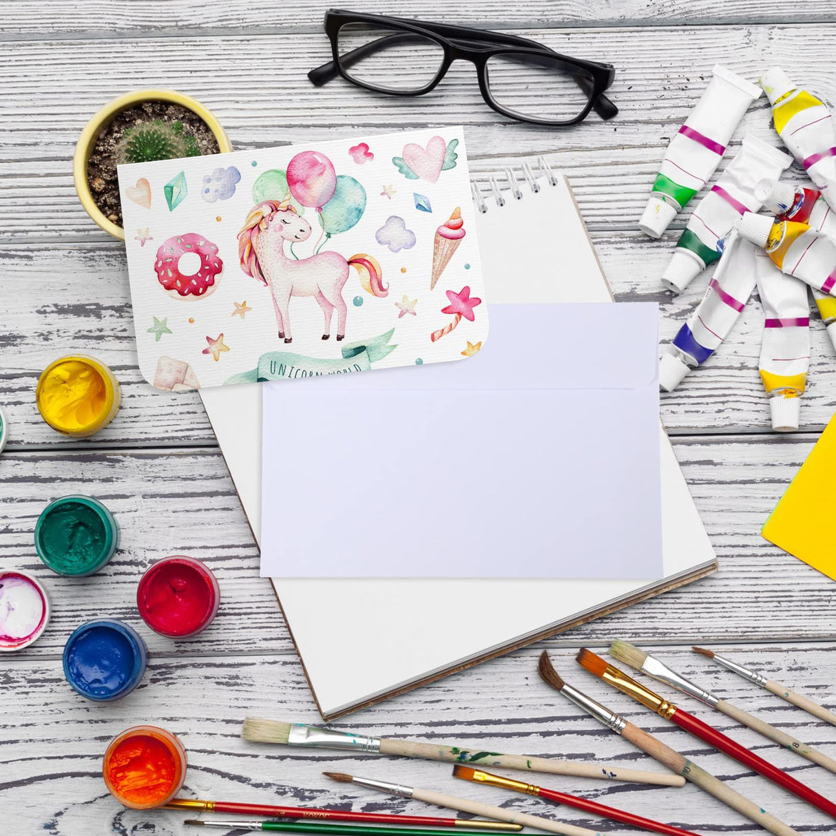 Sabary 100 Pcs Blank Watercolor Cards with Envelopes Set 140lb/300 Gsm Cotton Watercolor Paper Cards Heavyweight White Greeting Card Postcard for Painting Invitations Note Birthday Wedding(4 x 6 Inch) Sabary