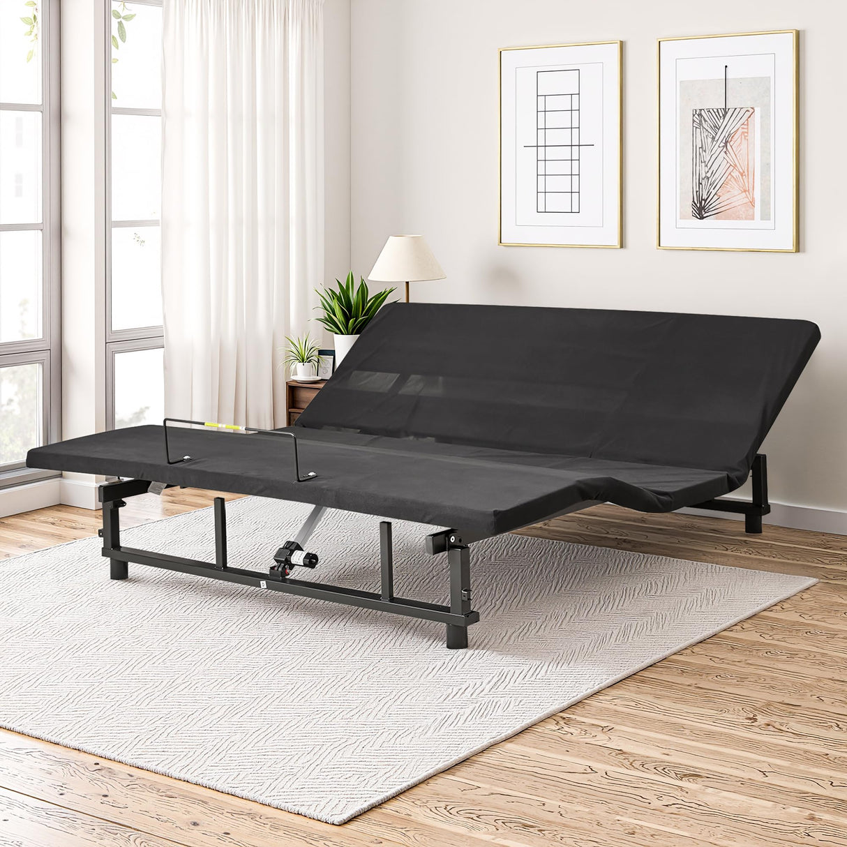 HIGREENA Adjustable Bed Frame King Size，Wireless Remote Control, Head and Foot Incline, Adjustable Bed Frame with USB Ports & Night Light, Anti-Snore HIGREENA