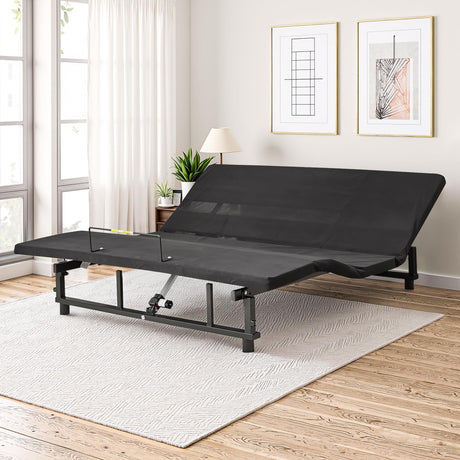 HIGREENA Adjustable Bed Frame King Size，Wireless Remote Control, Head and Foot Incline, Adjustable Bed Frame with USB Ports & Night Light, Anti-Snore HIGREENA