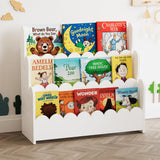 SpaceAid 3-Tier Scalloped Bookshelf, Montessori Bookcase for Toddlers, Wooden Book Shelf Organizer Display Furniture for Kids Rooms, Playroom, Nursery and Classroom, White SpaceAid