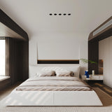 SmartEdge King Size Cloud Bed Frame with Oversized Soft Velvet Thick Headboard, Modern Luxury King Size Upholstered Platform Bed, Elegant Design Soft Bedframe, No Box Spring Needed, Cream SmartEdge