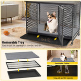 Aivituvin Dog Crate Furniture Movable Side End Table Indoor Dog Kennel for Small Medium Large Dogs Double-Doors Wooden Dog House with Cushion, Tray, Wire Floor(38.6") Aivituvin