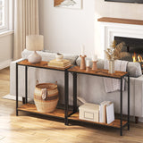 MAHANCRIS Console Table, 2-Tier Entrance Table, Behind Sofa Table, Industrial Style, Sturdy and Stable, for Living Room, Entryway, Foyer, Corridor, Office, Rustic Brown and Black CTHR27601 MAHANCRIS