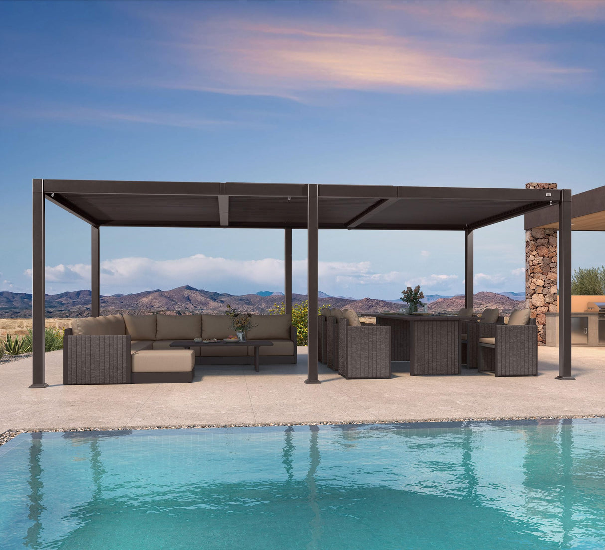 PURPLE LEAF 11' x 21' Louvered Pergola Outdoor Adjustable Louvre Shade Modern Patio Aluminum Pergola with Retractable Roof for Deck Backyard Garden Hardtop Gazebo PURPLE LEAF