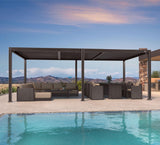 PURPLE LEAF 11' x 21' Louvered Pergola Outdoor Adjustable Louvre Shade Modern Patio Aluminum Pergola with Retractable Roof for Deck Backyard Garden Hardtop Gazebo PURPLE LEAF