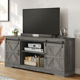 YITAHOME Farmhouse TV Stand for 65/60/55 Inch, Modern Entertainment Center with Sliding Barn Door, Wood TV Media Console Storage TV Cabinet for Living Room for 300lbs, Rustic Grey YITAHOME