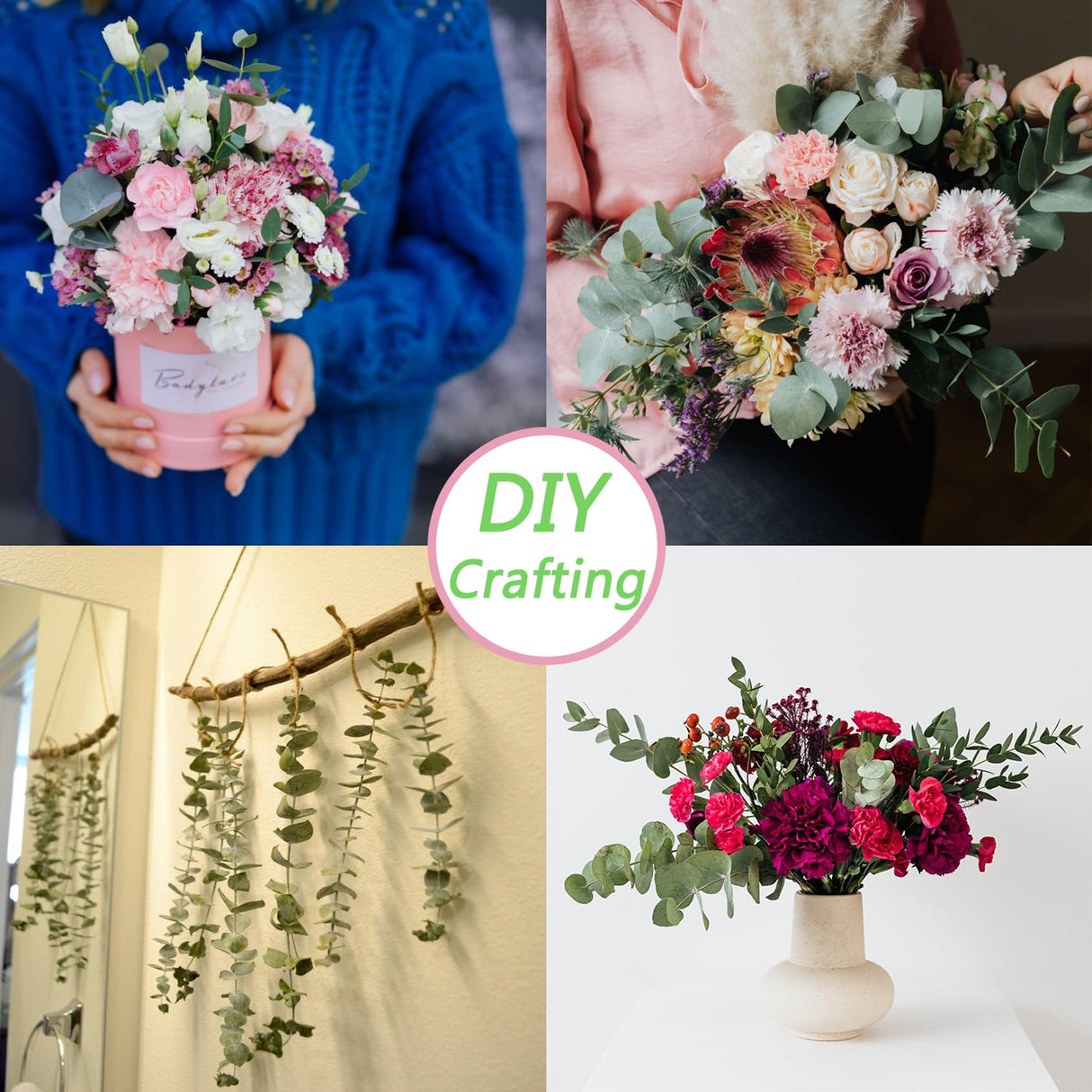 10 Pcs Dried Eucalyptus Stems 17" Real Eucalyptus for Shower Hanging 100% Made from Fresh Eucalyptus Leaves, Wedding Decor Home Decor Farmhouse Decor DIY Spring Decor,Green. Dried Flowers FAVOWREATH