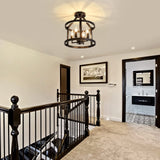 UOFUS Metal Semi Flush Mount Ceiling Light Fixture 4 Candle Holder Matte Chandelier Farmhouse Ceiling Lamp for Dining Room Bedroom Kitchen Hallway Entryway（Black） UOFUS