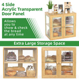 BAMBANG Double Layer Bamboo Bread Box for Kitchen Counter, Bread Bin Farmhouse Large Bread Box with 2 Doors, Wooden Breadbox Bread Storage Container Holder for Homemade Bread, Natural BAMBANG