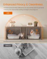 Feandrea Double Cat Litter Box Enclosure, Modern Cat Litter Box Furniture Hidden for 2 Cats, Front Entry, Cat House, Side End Table, TV Stand, 59 x 19 x 19.5 Inches, Heather Griege UPCL010G01 Feandrea