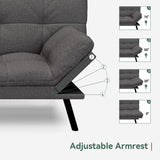 Opoiar Convertible Futon Sofa Bed,71" Memory Foam Futon Couch,Detachable Cushion,Adjustable Backrest & Armrest,Linen Modern Loveseat Sleeper Recliner for Living Room,Office,Apartment,Light Grey Opoiar