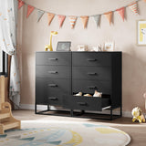 WLIVE Black Dresser for Bedroom with 4 Drawers, Tall Dresser with Sturdy Metal Frame, Wood Chest of Drawers for Closet, Living Room, Hallway WLIVE