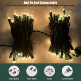 HISHINY Christmas Lights 100 Count Clear Christmas Tree Lights String with Green Wire for Outdoor Indoor Christmas Decorations Wedding Decorations Valentines Day Decor,UL Certified (21feet) HISHINY