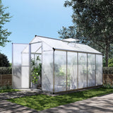 TROPOW 6.25 x 10 Ft Greenhouse for Outdoors with Quick Structure, Aluminum Alloy & Polycarbonate Green House with 24" x 23" Roof Windows Vent, Walk in Sunroom for Patio, Backyard, Garden,Silver TROPOW