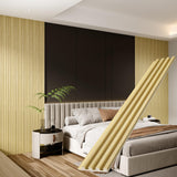 ROOMTEC 4 Packs 94.5” x 5.7” Solid Wood Panels for Wall, Acoustic Wood Slat Wall Panels for Interior Wall Decor，TV Background, Living Room (Oak) ROOMTEC