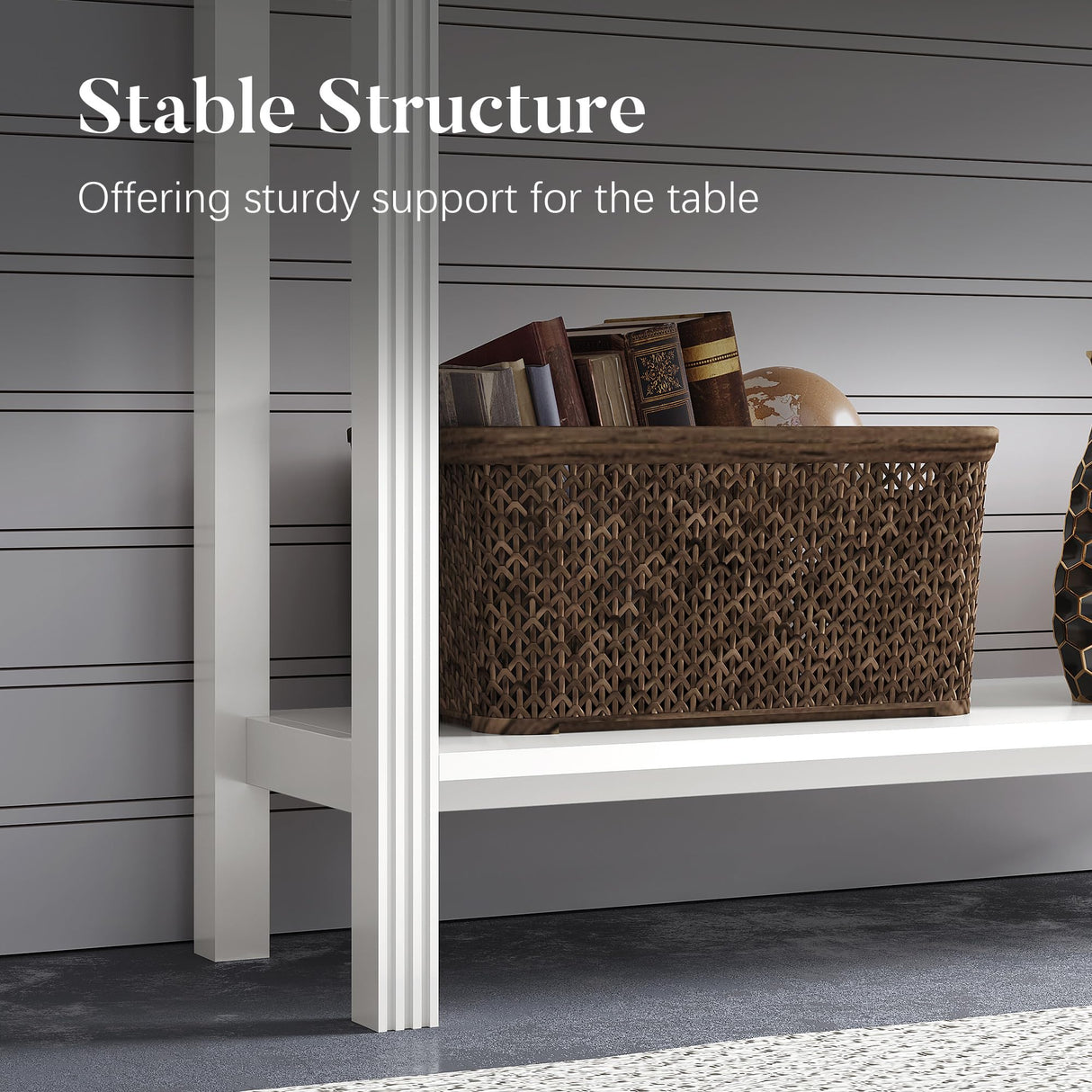 VEELOK Fluted White Console Table with Drawers, Modern Entryway Table with Storage, Sofa Table Behind Couch, Entry Table for Living Room, Hallway, Foyer VEELOK