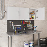 JPND Laundry Wall Cabinet, 54"W x 12"D x 20"H Wooden Wall Mounted Storage Cabinet, 3 Door Cabinet with Soft Close and Metal Handle and Adjustable Shelf, for Kitchen, Garage, Laundry, Bathroom, White JPND