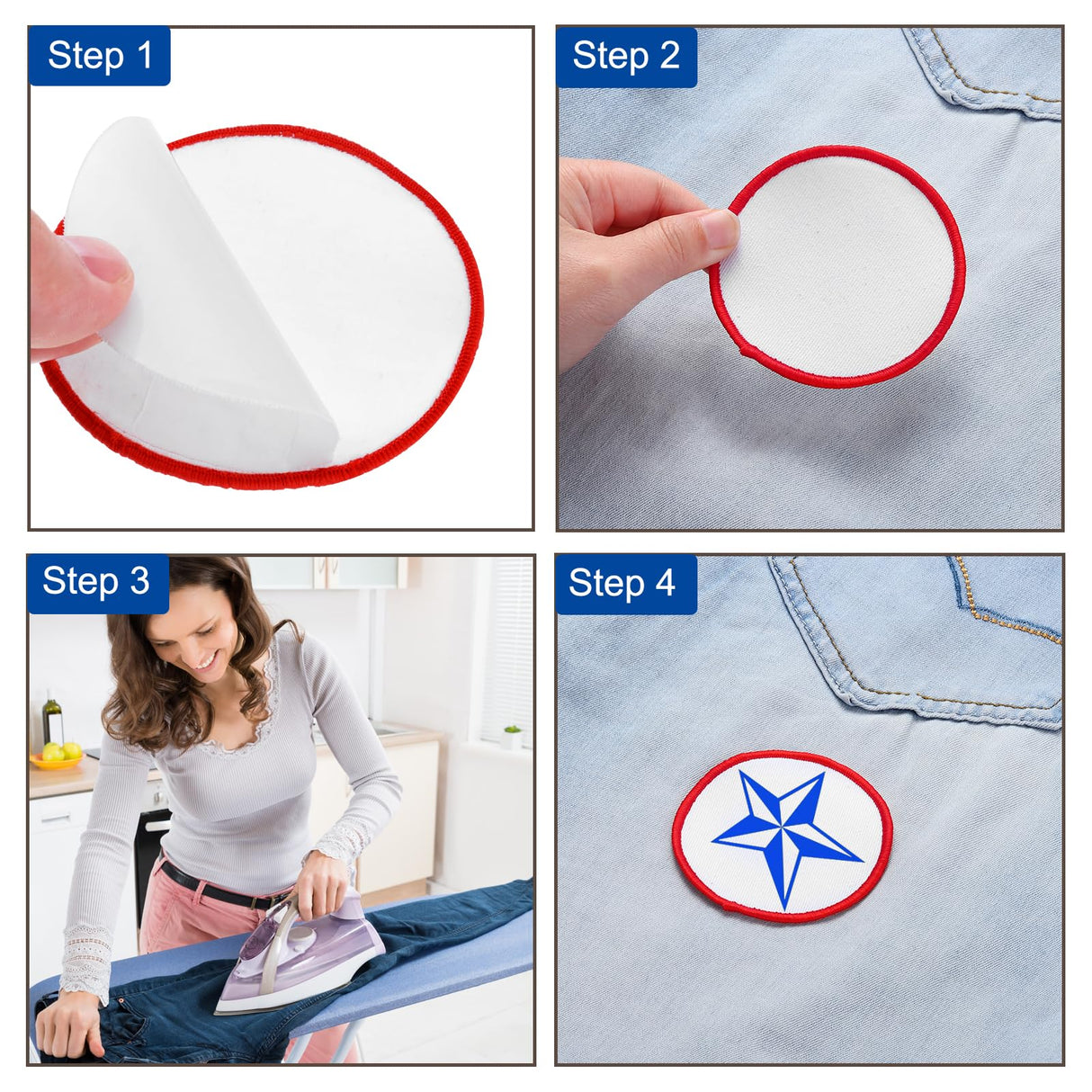 MECCANIXITY 30pcs Sublimation Patch Blank, 10x6cm/3.94x2.36 Inch Oval Rectangle Fabric Iron-on Blank Heat Transfer Repair Patch for DIY Crafts Caps Clothes, White with Black/Red/Yellow Border MECCANIXITY