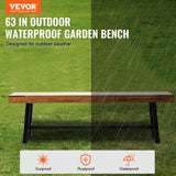 VEVOR 63 inch Outdoor Wood Bench Metal Leg, Solid Wood Garden Bench,Outdoor Backless Bench Weatherproof,Never Rot or Fade Patio Bench for Garden, Park, Yard, Front Porch VEVOR