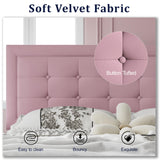 IOILORI Queen Size Upholstered Platform Bed, Queen Size Bed Frame with Tufted Button Headboard, Sturdy Frame Wooden Slats, No Spring Mattress Required, Noiseless, Easy to Assemble, Pink IOILORI