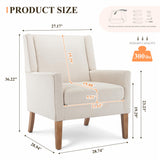 Accent Chairs for Living Room, Mid-Century Wooden Fabric Living Room Chairs, Arm Chair, Side Chairs for Living Room, Bedroom, Reading Nook CHAIRKER