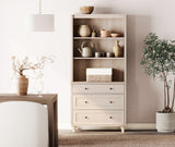 WAMPAT 3 Tier Bookshelf with 3 Drawers, 72" Tall Bookcase Large Farmhouse Display Book Case Shelf with 3-Tier Open Book Shelfs，Library Wood Bookshelves for Living Room,Kitchen, Light Oak WAMPAT