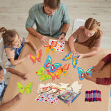 Wenqik 12 Pack Wind Chime Kit Spring Crafts Wooden Arts Make Your Own Wind Chime Ornaments DIY Coloring Craft for Spring Art Activities Favor Supplies(Butterfly) Wenqik