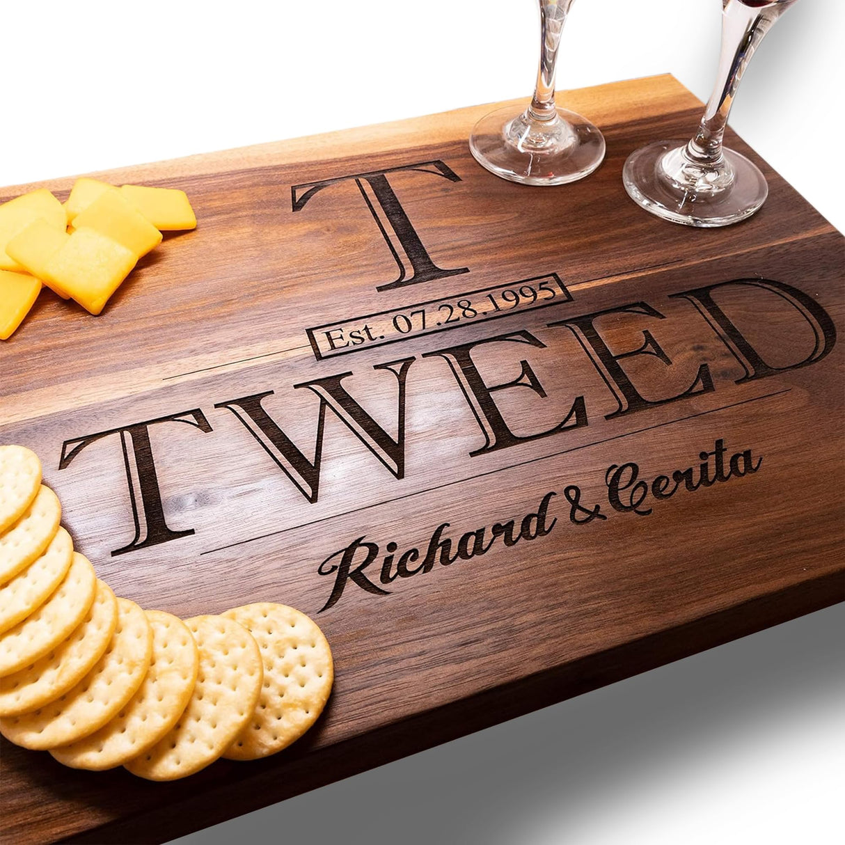 Personalized Cutting Boards - Laser Engraved Handmade Cutting Boards - Maple or Walnut Wood Cutting Boards for Kitchen - 2 Way Display or Charcuterie Boards - Personalized Gifts for Couples NakedWoodWorks