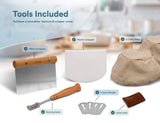 Kook Proofing Set, Sourdough Bread, 2 Rattan 9 Inch Banneton Baskets, 2 Basket Covers, Metal Scraper, Plastic Scraper, Scoring Lame, 5 Blades and Case, Baking Kit, Dough Bowls, Round Shape KooK