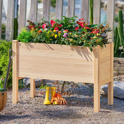 Amerlife 4x2 Ft Raised Garden Bed - Features Legs, Drainage Holes, 16 Inch Depth Ideal for Vegetables, Flowers, Herbs, Elevated Wood Planter Box for Balcony, Patio, and Backyard, Easy Assembly