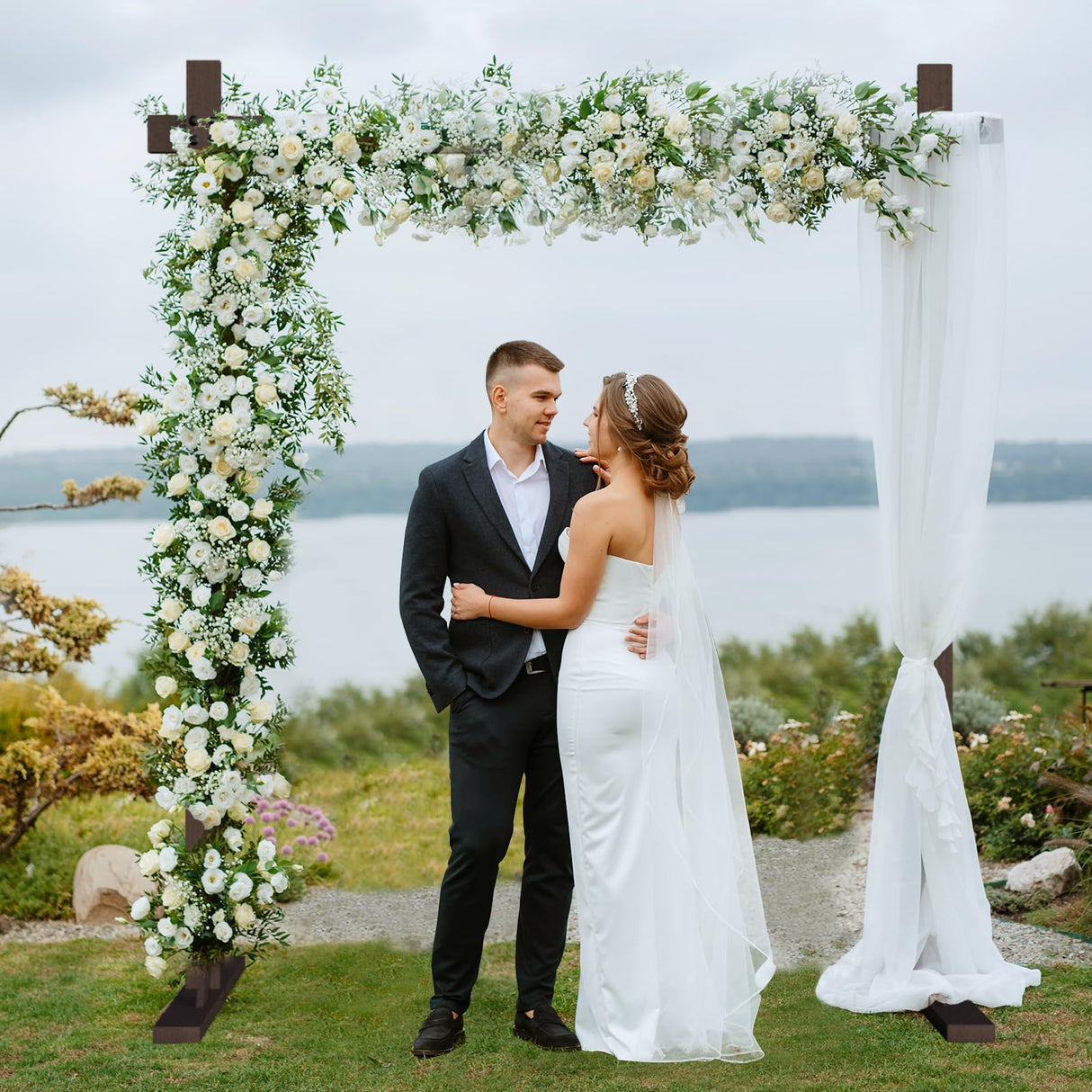 Chamvis 7.48FT Wooden Wedding Arch, Wooden Arch Backdrop Stand Square Arch Wedding Arbor Wedding Arches for Ceremony Wood Arch Frame for Outdoor Lawn Forest Wedding Decorations chamvis