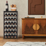 WRONWA 24 Botttle Wine Rack Freestanding Floor, 6 Tier Wine Rack Shelf with Table Top, Bamboo Wine Rack, Wine Storage Shelves Kitchen Bar Dining Room Living Room - Dark Brown WRONWA