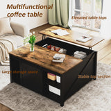 VENDORZ 31" Lift Top Coffee Table with Storage, Black Coffee Table with Lifting Top for Living Room, Farmhouse Coffee Table with Large Hidden Storage Compartment, Living Room Wood Rustic Table VENDORZ