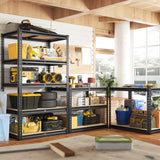 REIBII 2000LBS Storage Shelves 5 Tier Garage Shelving Heavy Duty Metal Shelves for Storage Adjustable Metal Shelving Units for Kitchen Pantry Basement, 28" Wx 13.8" Dx 59.8" H REIBII