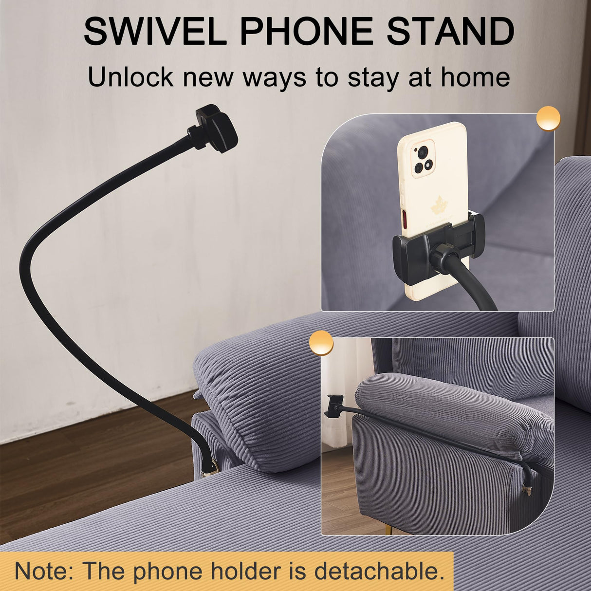 UPHYB 114” U-Shaped Sectional Sofa Couch,Corduroy Convertible 4 Seater Sofa Set with Chaise Lounge,Ottoman and Detachable Phone Holder,Comfy L Couch for Living Room,Bed Room and Apartment(Grey) UPHYB