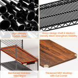 Leteuke Bakers Rack with Power Outlet & Storage, 36 Inch Microwave Stand Kitchen Cart, 4-Tier Metal Kitchen Shelves Cart with Wheels & 20 S-Hooks for Kitchen, NSF Certified, 63 x 18 x 36 Inch-Black Leteuke