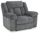 Signature Design by Ashley Tip-Off Casual Wall Hugger Power Recliner with Adjustable Headrest and USB Ports, Gray Signature Design by Ashley