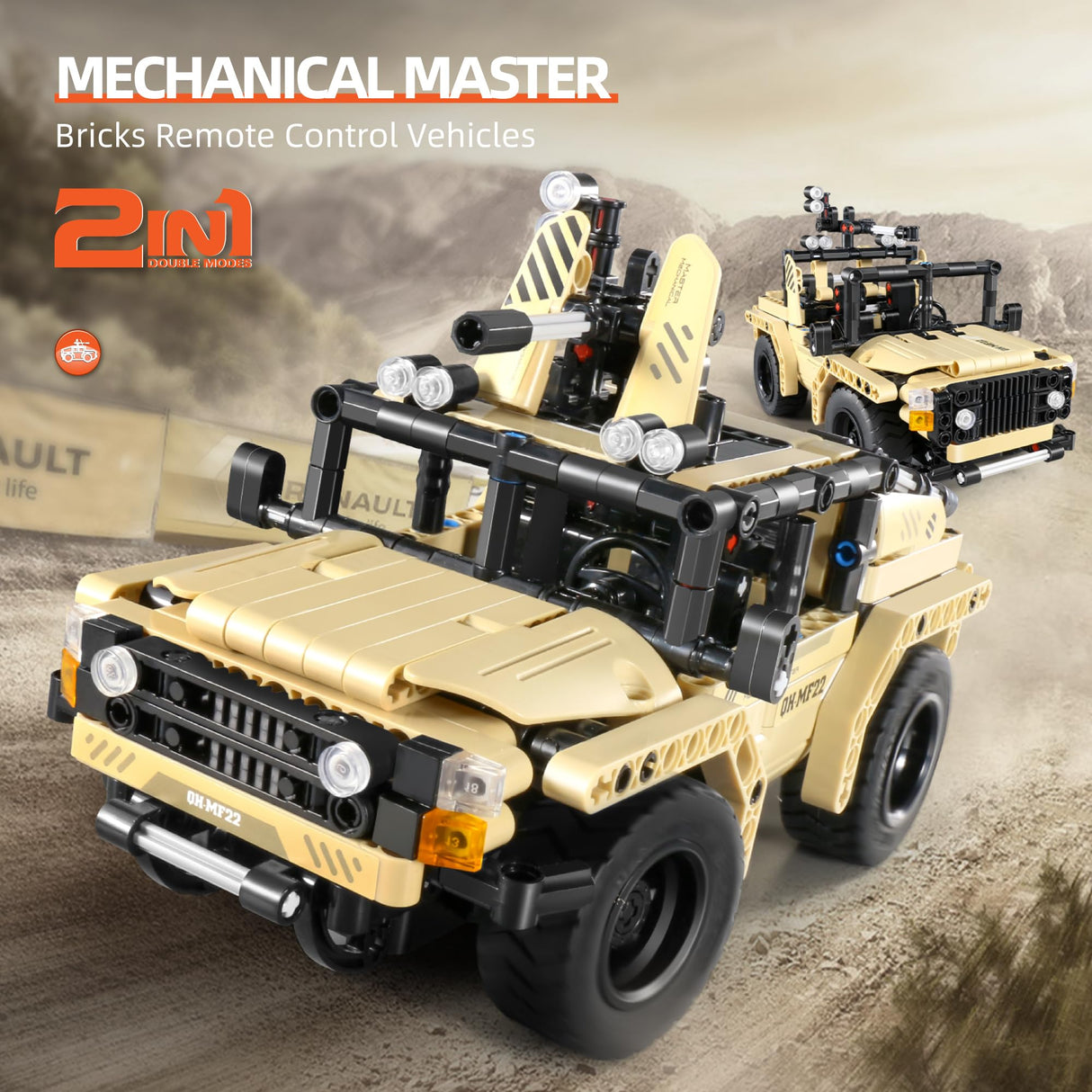 Dakott STEM Car Toy Building Toy Gift for Age 6+, Remote Control 2in1 Armed Off-Roader Building Block Take Apart Toy, 370 Pcs DIY Building Kit, Learning Engineering Construction R/C Toys DAKOTT