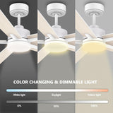 72" Large Smart Ceiling Fan with Lights Remote,Silent DC Motor,Control via Voice Alexa Google App,Outdoor Indoor Modern Ceiling Fans for Large Living Room Patios Decks,Dimmable,5 Blades in White&Wood Lorpies