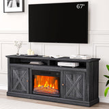 Electric Fireplace, Fireplace TV Stand for Television up to 58" Heater TV Stand, Freestanding Electric Fireplace Heater, Adjustable Flame, Fireplace Insert with Remote Control & Storage Cabinets Takywep
