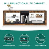 YITAHOME LED TV Stand w/Power Outlets for TVs up to 55/60 inch, Gaming Entertainment Center with Glass Shelves RGB Modes, Modern TV Stand for Living Room, TV Console with Storage, Rustic Brown YITAHOME