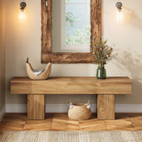 Tribesigns 55" Entryway Bench, Farmhouse Wooden End of Bed Bench, Long Dining Bench, Indoor Bench for Bedroom, Hallway, Dining Room, Mudroom, Light Brown Tribesigns