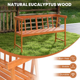 Tangkula Outdoor Eucalyptus Wood Bench, 2-Person Garden Bench with Backrest and Armrests, Garden Bench with Slatted Seat for Porch, Park, Backyard, 800 Lbs Max Load, 43” L x 18” W x 28” H, Natural Tangkula