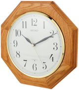 SEIKO 12 Inch Octagonal Solid Oak Wall Clock Seiko
