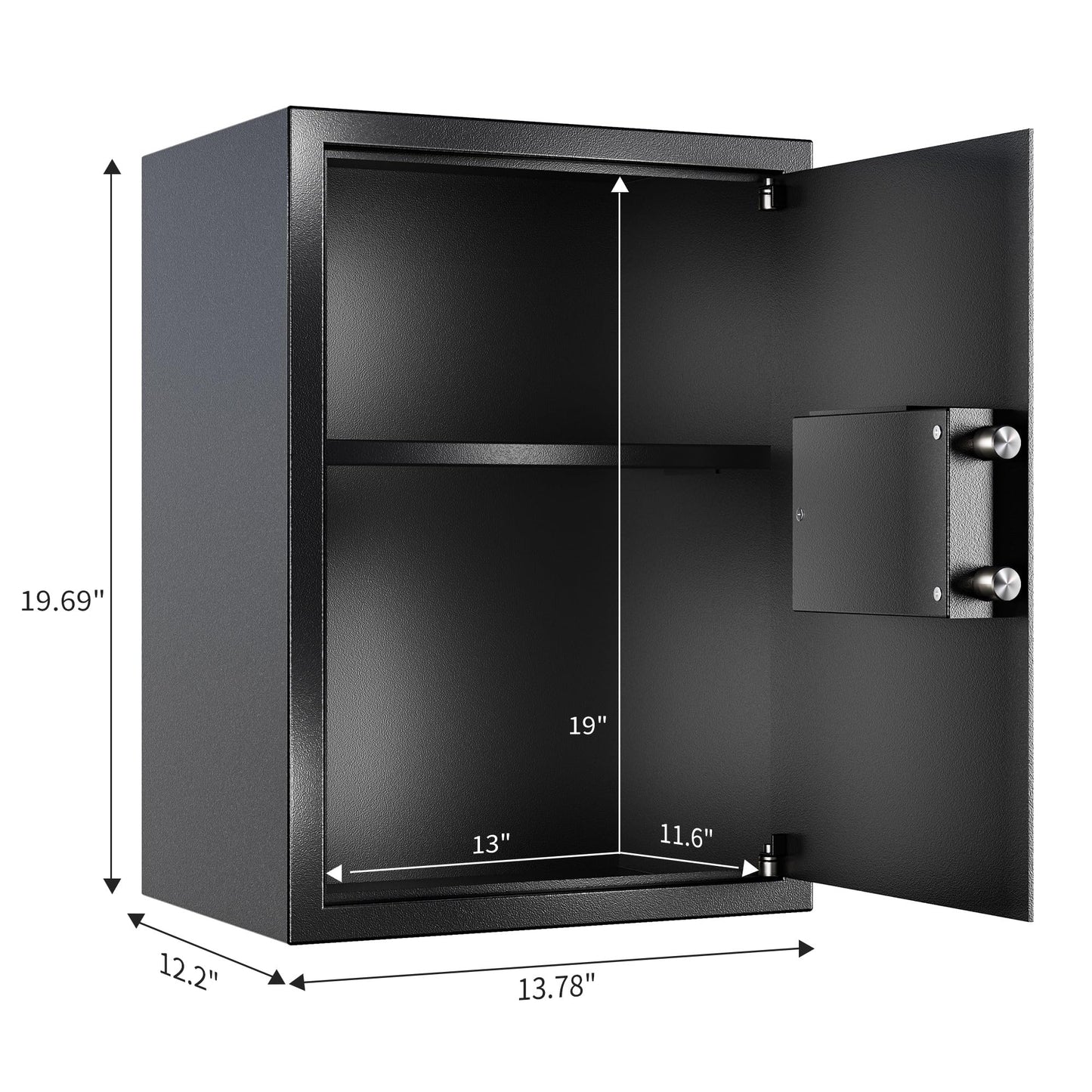 Locksworth Safe for Home, 1.9 Cubic Feet Safety Box for Money, Jewelry, Documents and Guns, Security Safe for Office, Hotel, 13.8"W x 12.2"D x 19.7"H