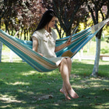 Brazilian Hammock with Tree Straps - Canvas Hammocks Portable Hammock with Carry Bag for Backyard, Porch, Outdoor and Indoor Use Blue & Green INNO STAGE