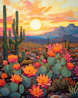 TUMOVO Adult Paint by Numbers Kits Desert Cactus Canvas Oil Painting Sunset in The Desert DIY Paint by Number for Adults Paint by Number Kits Drawing Paintwork - 16"x20", Frameless(Cactus Flower) TUMOVO